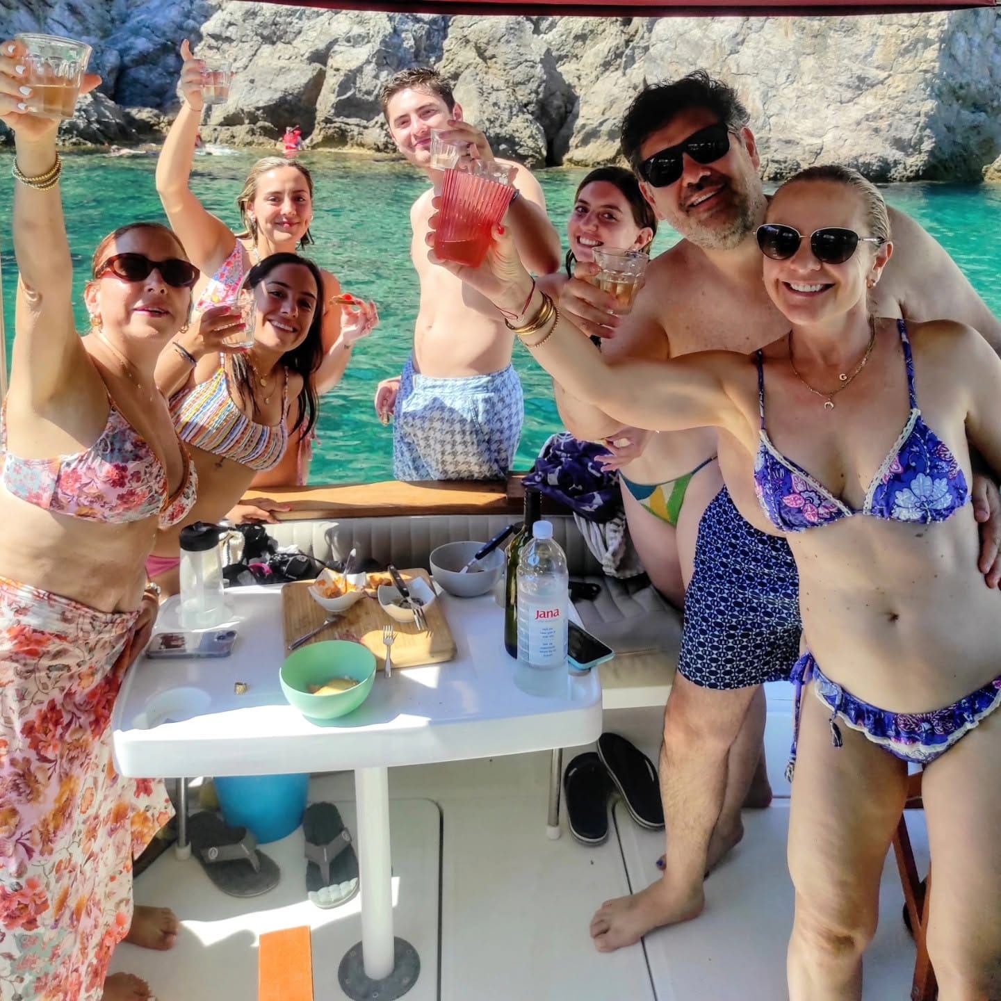 Guests raising a toast on the My Dream boat